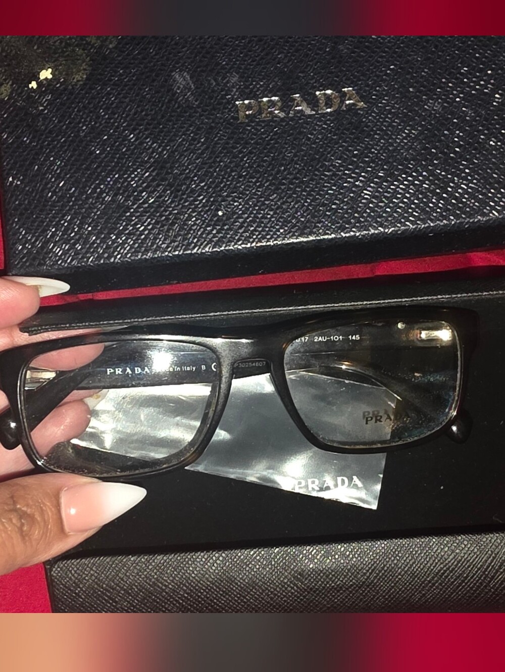 Prada Black Rectangular Unisex Glasses